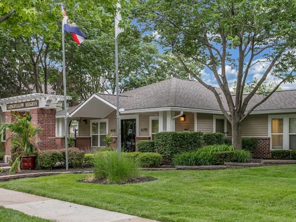 a house with a flag in front of it