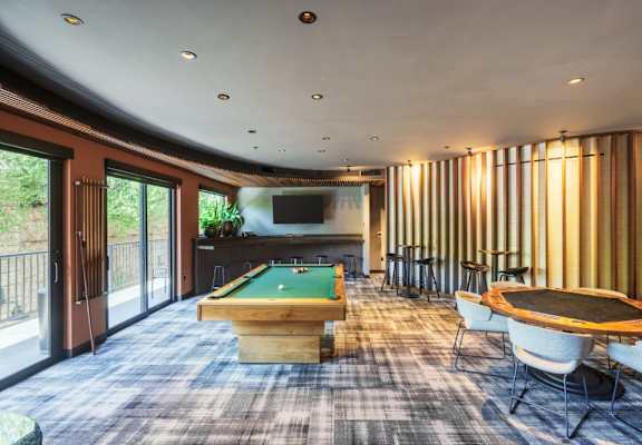 Billiard table at Misora Apartments, California