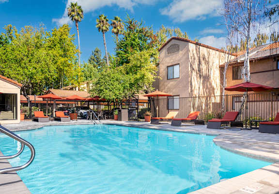 the swimming pool at our hotel in palm springs