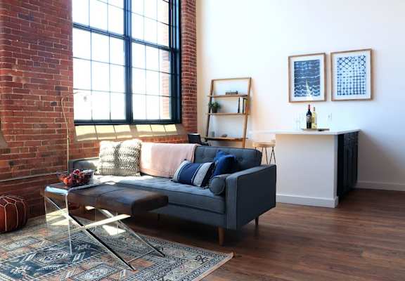 Living Room at Riverwalk Apartments, Lawrence, MA