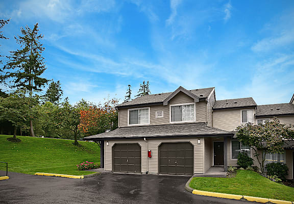 Private garages at Arcadia Townhomes