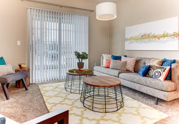 Spacious living room at The Bradford at Easton Apartments, Columbus, 43230