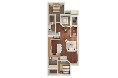 3 Bed 2 Bath Floor Plan | 1,247 Sq. Ft. at Veranda at Centerfield, Houston, Texas
