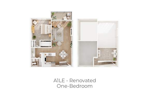 A one-bedroom apartment has been renovated and is now available for rent.