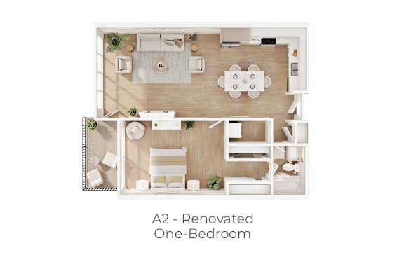 A2 - Renovated One-Bedroom floor plan.