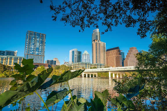 a view of the city from across the river