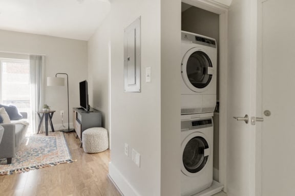 a washer and dryer in apartment