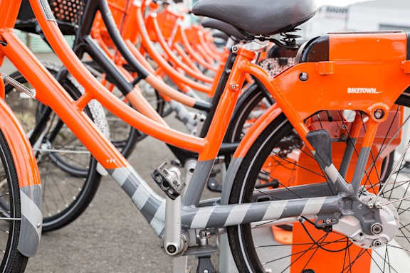Close Up View of Parked Bikes