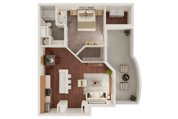 1 Bed 1 Bath Floor Plan | 688 Sq. Ft. at Veranda at Centerfield, Houston