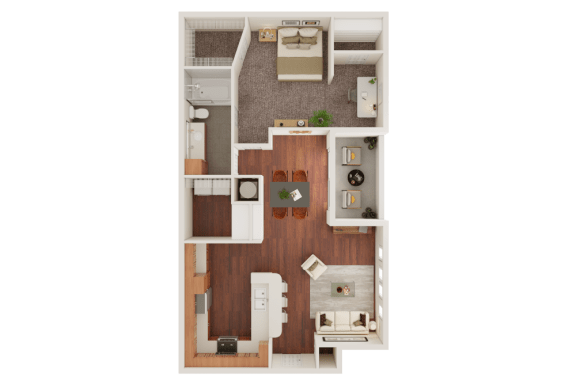 1 Bed 1 Bath Floor Plan | 881 Sq. Ft. at Veranda at Centerfield, Texas, 77070