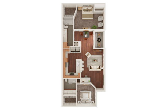 2 Bed 2 Bath Floor Plan | 1,152 Sq. Ft. at Veranda at Centerfield, Houston, 77070
