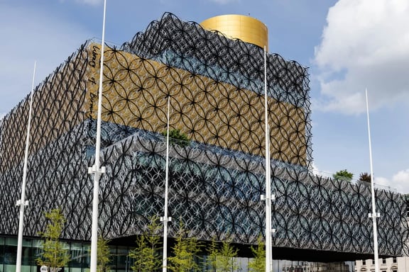the front facade of the building