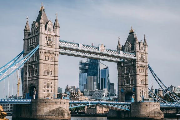 a view of the tower bridge and the city