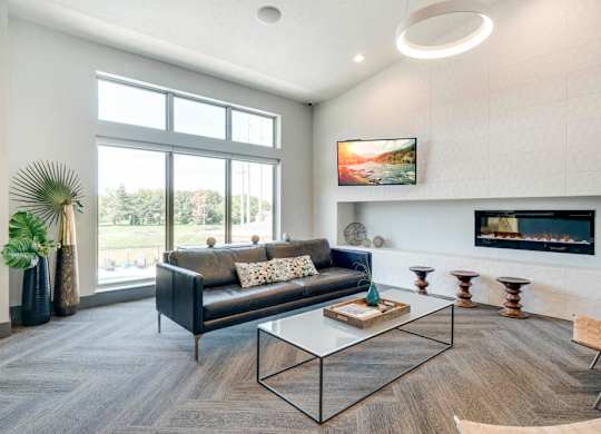 Leasing lounge in the clubhouse welcome center at The Villas at Mahoney Park