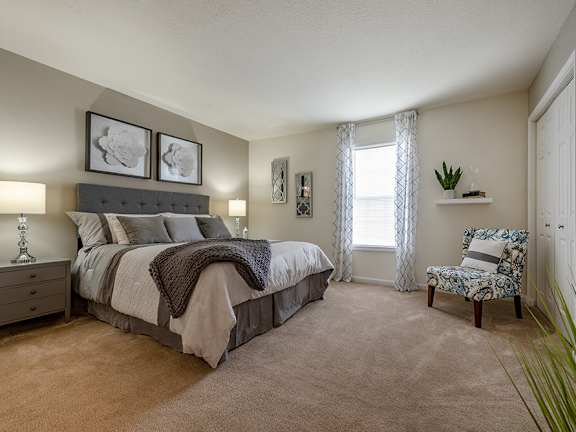 Large bedroom with double closet and window in 2 bedroom apartment for rent in Charleston SC