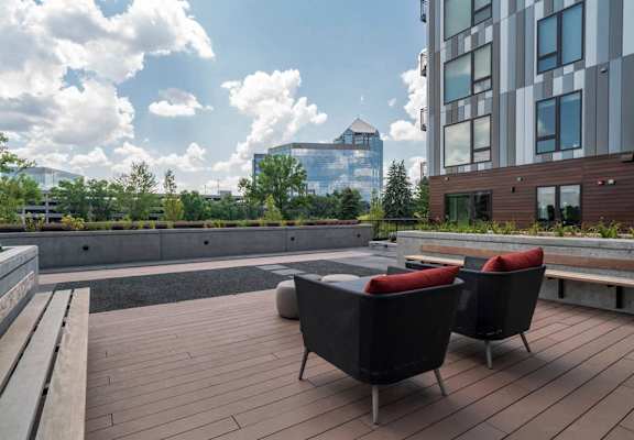 Sitting area with wonderful views of Bloomington.