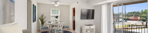 Lovely Living Room with Sliding Glass Door