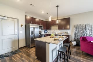 Kitchen with large island at 360 at Jordan West