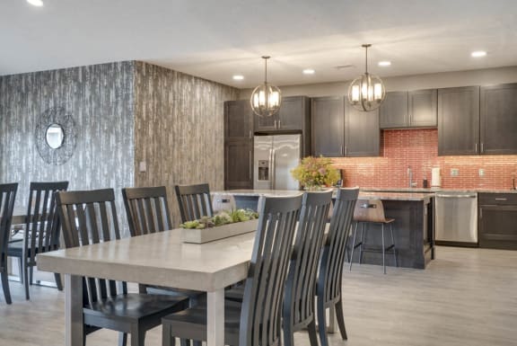 Dining table off of the kitchen at the Highland View clubhouse