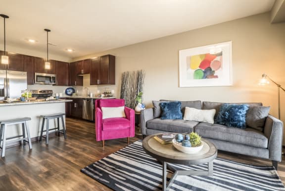 Living room at 360 at Jordan West Apartments