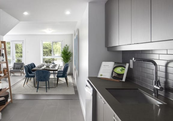 Modern kitchen and dining area