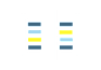A graphic with two columns, each containing three horizontal bars in shades of blue and yellow.