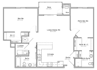 Unit C2-C1A-Bent Building-2 bedroom apartment at 360 at Jordan West best new apartments West Des Moines IA 50266