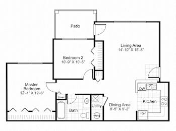 B1 Affordable 2 bed 1 bath with patio