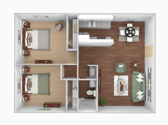 Sapphire 2 Bedroom 1 Bathroom Sq.Ft.: 838 Floor Plan at Monaco Lakes, Denver, CO