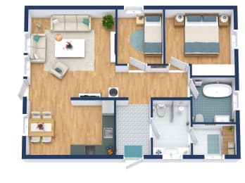 A "2 bed" floorplan image