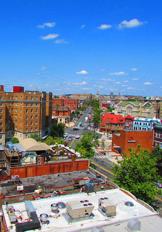 a view of the city from the top of a building at 1841 Columbia Road Apartments, Washington, Washington DC
