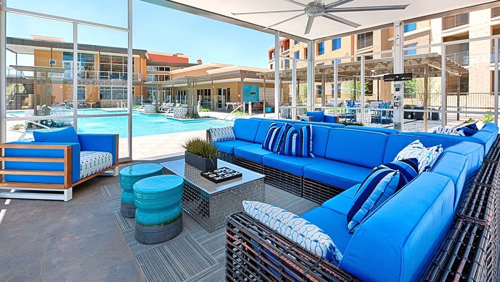 Poolside cabana seating at 56 North.