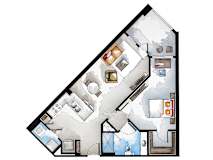 The Reine 1 BR Floor Plan at The Roseberry, South Carolina