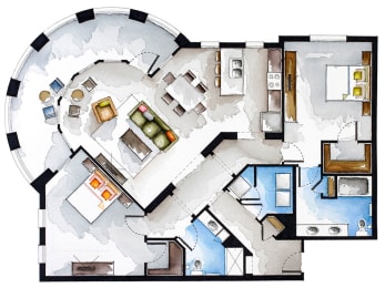 The Grand Flora 2 BR Floor Plan at The Roseberry, Columbia, SC, 29223