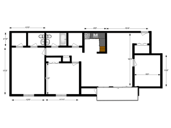 Floor Plan  Del Vista Apartments Two Bedroom Den Floor Plan