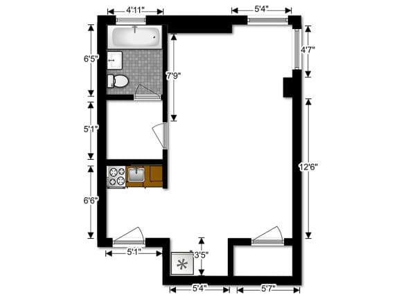 Floor Plan  Capital Plaza Apartments Studio ST 2 Floor Plan