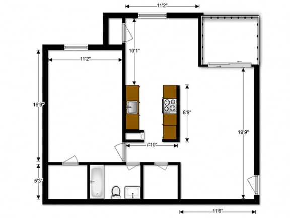 Floor Plan  Oakton Park Apartments One Bedroom Floor Plan A