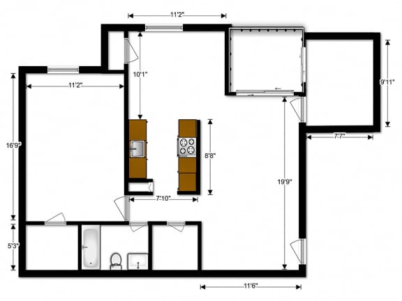 Floor Plan  Oakton Park Apartments One Bedroom Floor Plan C