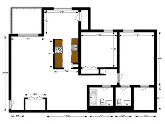 Floor Plan  Oakton Park Apartments Two Bedroom Floor Plan A