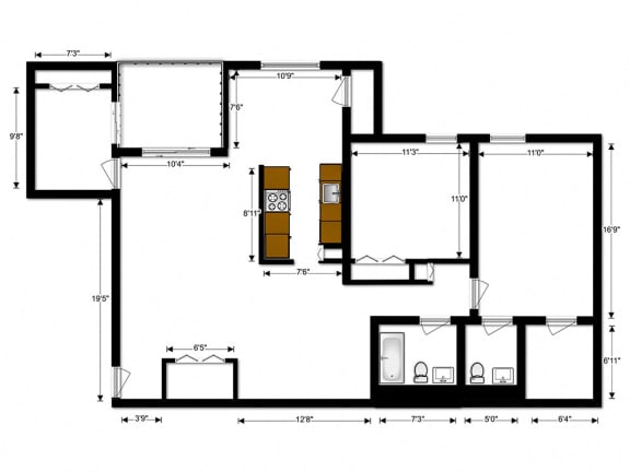 Floor Plan  Oakton Park Apartments Two Bedroom Floor Plan C