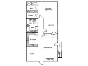 The Sapphire Two-Bedroom, Two-Bathroom Home at Karen Lake Apartments