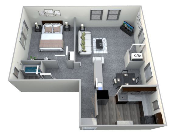 Renovated 1 bedroom floor plan at Donnybrook Apartments, Towson, Maryland
