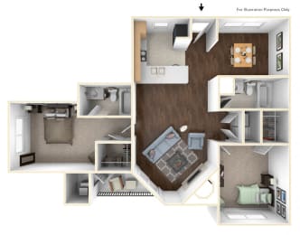 2 Bedroom Floor Plan at 1401 West Paces, Atlanta, GA