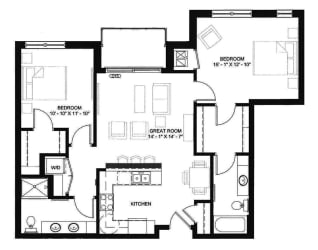 The Palisade two-bedroom floor plan at Ascend at Woodbury