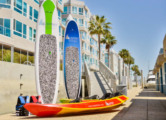 Complimentary paddle board and kayak rentals  at Esprit Apartments, Marina del Rey, California
