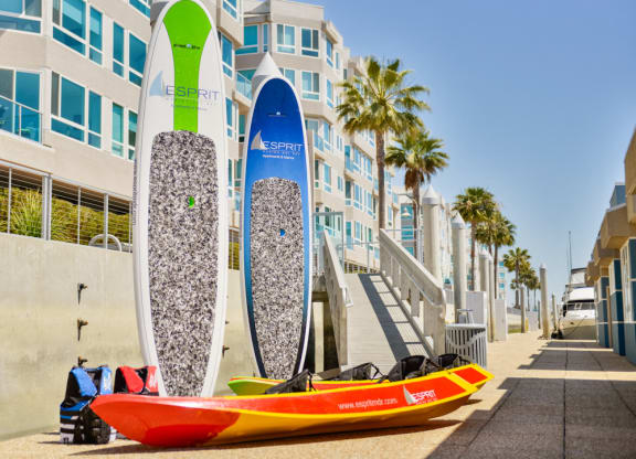 Complimentary paddle board and kayak rentals  at Esprit Apartments, Marina del Rey, California
