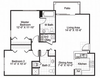 Ardenne Apartments 2 bed 2 bath 897 sqft with patio/balcony