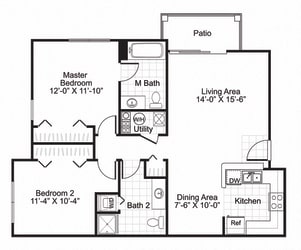 Ardenne Apartments 2 bed 2 bath 897 sqft with patio/balcony