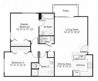 Ardenne Apartments 2 bed 2 bath 897 sqft with patio/balcony