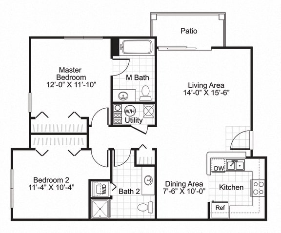 Ardenne Apartments 2 bed 2 bath 897 sqft with patio/balcony